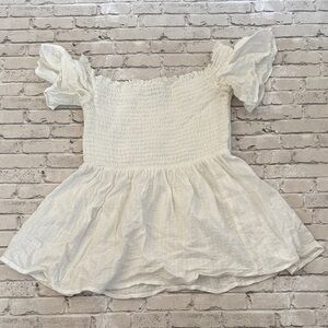 American Eagle Outfitters White Smocked Blouse